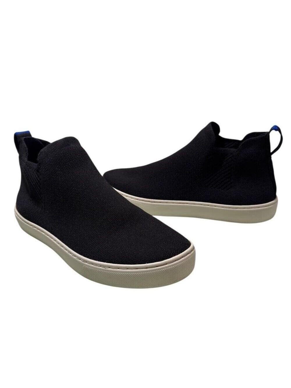 Rothy's Women’s The Chelsea Boot Black Knit Pull On Ankle Shoes Size 8 Comfy
